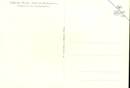 Ak Lübbecke in Westfalen, Zentrum, Fliegeraufnahme