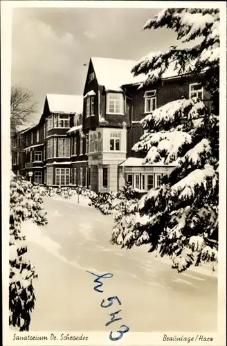 Ak Braunlage im Oberharz, Sanatorium Dr. Schroeder, Winter