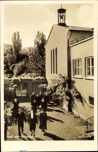 Ak Landau in der Pfalz, Evang. Pflegeanstalt Bethesda, Nach dem Gottesdienst