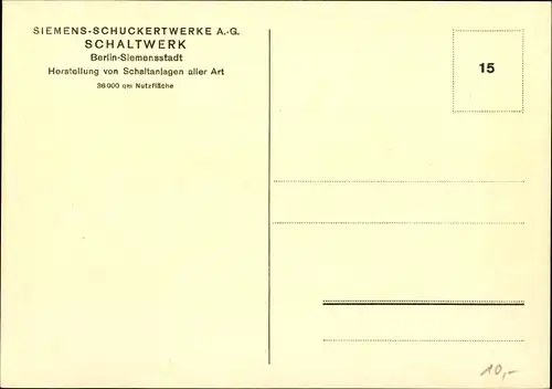 Ak Berlin Spandau Siemensstadt, Siemens-Schuckertwerke AG, Schaltwerk