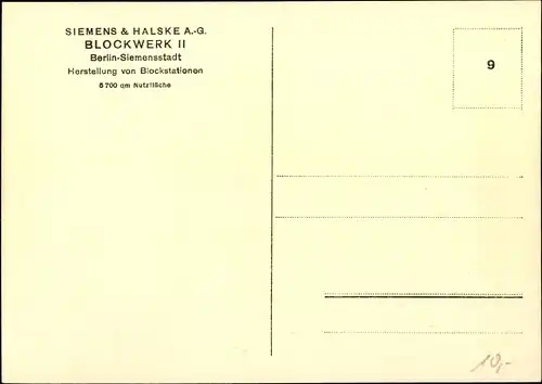 Ak Berlin Spandau Siemensstadt, Siemens und Halske AG, Blockwerk II