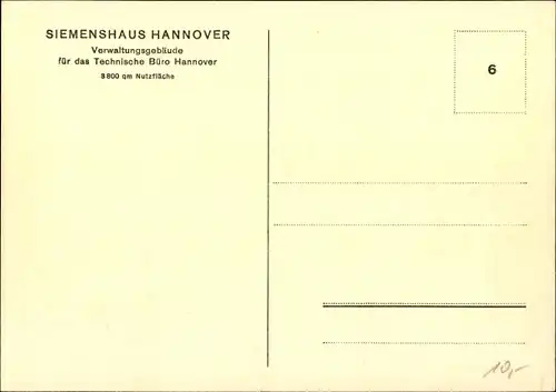 Ak Hannover in Niedersachsen, Siemenshaus, Verwaltungsgebäude für das Technische Büro