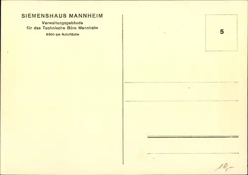 Ak Mannheim in Baden Württemberg, Siemenshaus, Verwaltungsgebäude für das Technische Büro