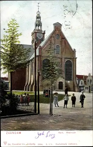 Ak Zaandam Zaanstad Nordholland, Kerk Westzijde