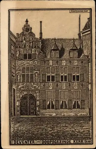 Künstler Ak Deventer Overijssel Niederlande, Doopsgezinde Kerk, Tempelmans Plat