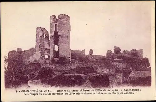 Ak Champtocé Maine et Loire, Ruines du vieux chateau de Gilles de Retz