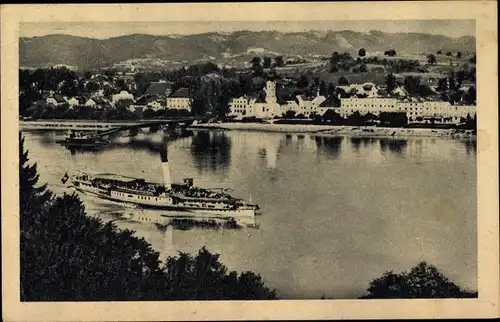 Ak Markt Aschach Donau Oberösterreich, Donaupartie, Salondampfer