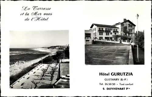 Ak Guéthary Pyrénées Atlantiques, Hotel Gurutzia, La Terrasse et la Mer vues de l'Hotel