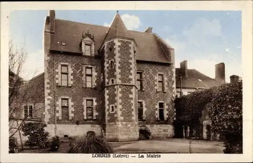 Ak Lorris Loiret, Hotel de Ville, Vue sur le Jardin