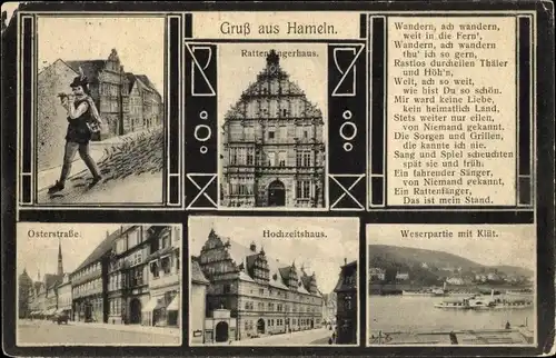 Ak Hameln an der Weser Niedersachsen, Rattenfängerhaus, Hochzeitshaus, Rattenfänger, Klüt, Osterstr.