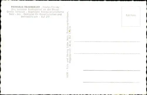 Ak Höxter in Nordrhein Westfalen, Corvey, Parkhaus Felsenkeller