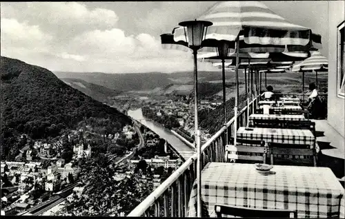 Ak Bad Ems an der Lahn, Berghotel Konkordiaturm, Terrasse, Ort, Inh. A. Schmitt & Sohn