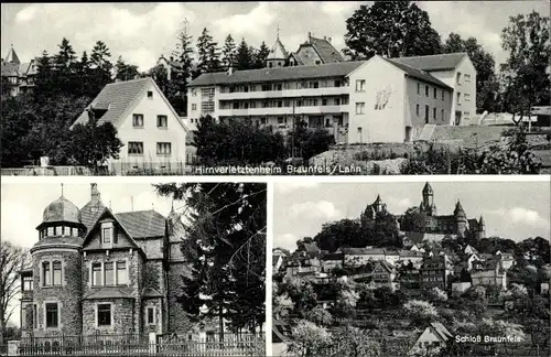 Ak Braunfels an der Lahn, Hirnverletzenheim, Schloss, Villa