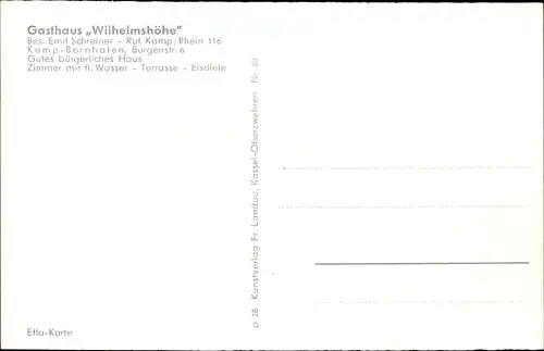 Ak Kamp Bornhofen in Rheinland Pfalz, Straßenpartie, Gasthaus Wilhelmshöhe, Bes. Emil Schreiner