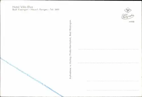 Ak Bad Kissingen Unterfranken Bayern, Hotel Villa Elsa, Innenansicht