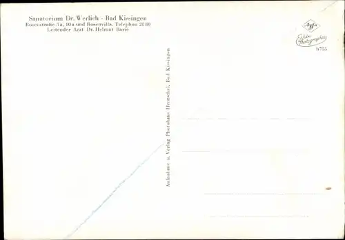 Ak Bad Kissingen Unterfranken Bayern, Sanatorium Dr. Werlich, Rosenstraße 3a 10a, Rosenvilla