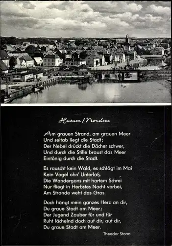 Ak Husum in Nordfriesland, Panorama, Gedicht v. Theodor Storm