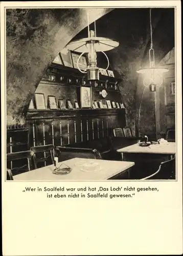 Ak Saalfeld an der Saale Thüringen, Gasthaus Das Loch, Speisesaal