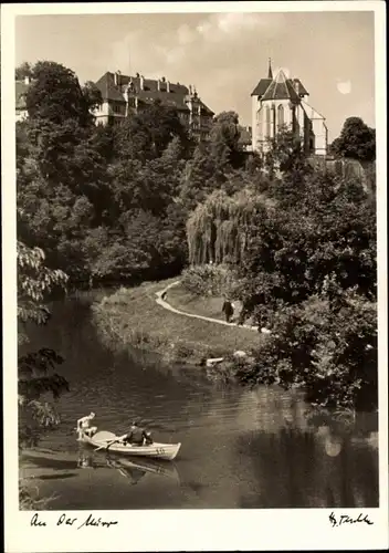 Ak Backnang in Baden Württemberg, Murrpartie, Ruderboot