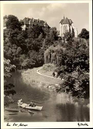 Ak Backnang in Baden Württemberg, Murrpartie, Ruderboot