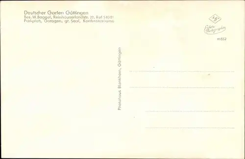 Ak Göttingen in Niedersachsen, Gasthaus Deutscher Garten, Reinhäuserlandstr. 22