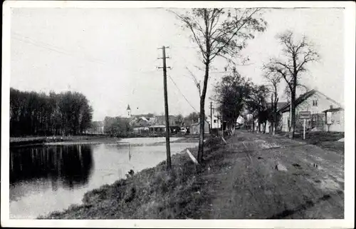 Ak Wien 22. Donaustadt Probsdorf, Uferpartie, Straßenansicht, Häuser