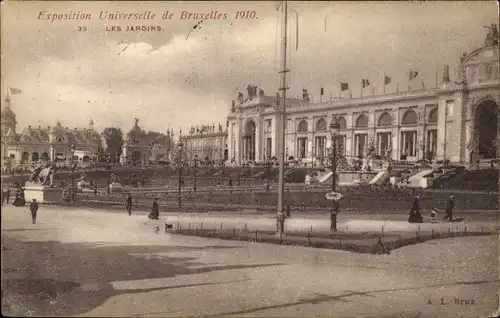 Ak Bruxelles Brüssel, Exposition Universelle 1910, Les Jardins
