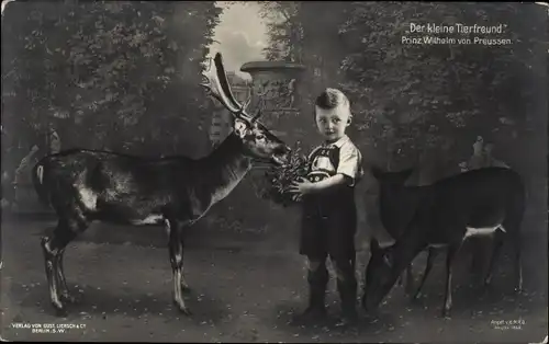 Ak Der kleine Tierfreund, Erbprinz Wilhelm von Preußen, Rehe