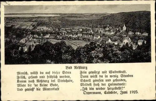 Ak Rehburg Loccum in Niedersachsen, Panorama, Gedicht von Oppermann, 1925