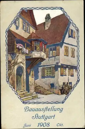 Künstler Ak Schreiber, Stuttgart in Baden Württemberg, Bauausstellung 1908, Häuser