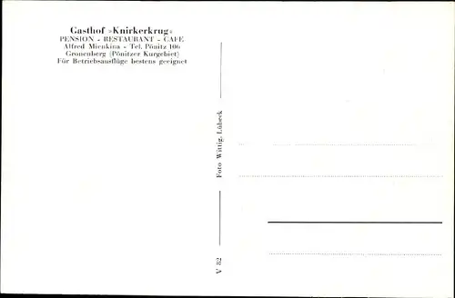 Ak Gronenberg Scharbeutz, Gasthof Knirkerkrug, Pönitzer See, Inh. Alfred Mienkina