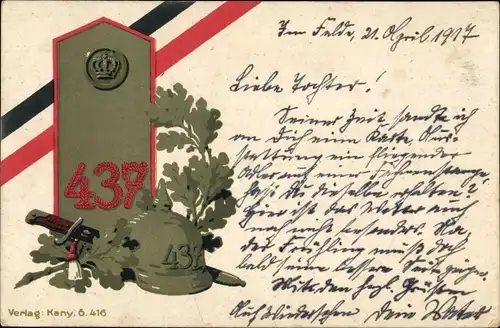 Regiment Ak Infanterie Regiment 437, II Batl. 8. Komp., Schulterklappe, Pickelhaube