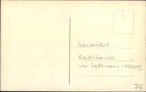 Ak Reichskanzler von Bethmann Hollweg, Portrait, Uniform, Orden