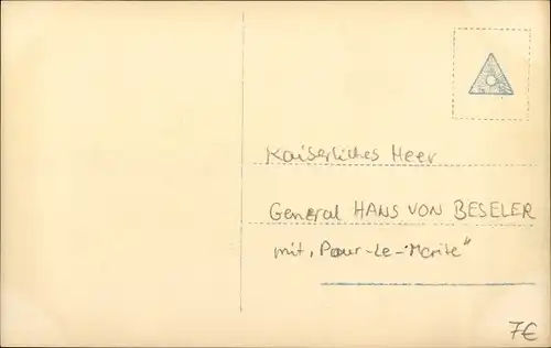 Ak Generaloberst Hans von Beseler, Portrait, Der Bezwinger Antwerpens, Orden Pour le Merite