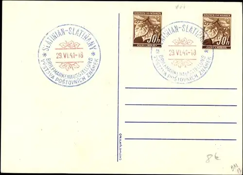 Künstler Ak Slatiňany Slatinany Pardubický kraj Region Pardubice, Briefmarkenausstellung, Juni 1941