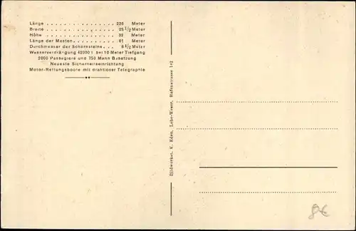 Ak Dampfer Columbus, Norddeutscher Lloyd Bremen, Schnelldampfer, Segelschiff Santa Maria