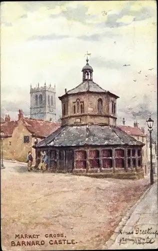 Künstler Ak Barnard Castle Durham England, Market Cross