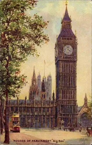 Künstler Ak London City England, Houses of Parliament, Big Ben, Tuck 7898