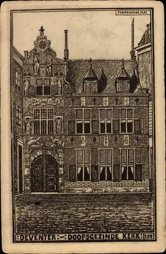 Künstler Ak Deventer Overijssel Niederlande, Doopsgezinde Kerk, Tempelmans Plat