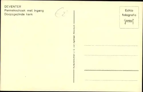 Ak Deventer Overijssel Niederlande, Pennekeshoek met ingang, Doopsgezinde kerk