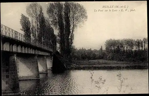 Ak Huillé Maine et Loire, Pont sur le Loir