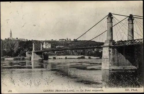 Ak Gennes Maine et Loire, Le Pont suspendu