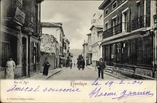 Ak Hendaye Pyrénées-Atlantiques, Rue du Port