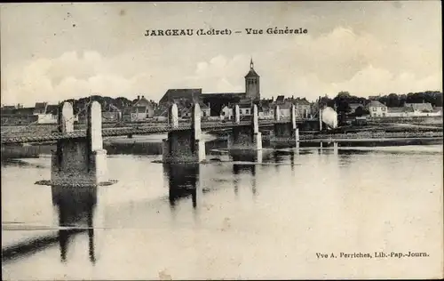 Ak Jargeau Loiret, Gesamtansicht, Brücke