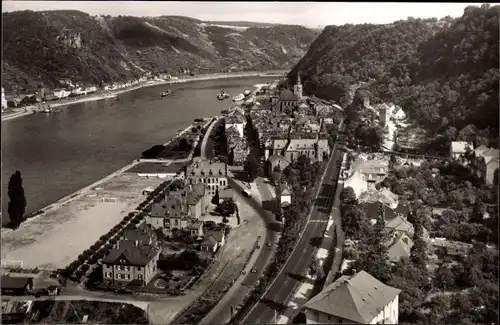 Ak Sankt Goarshausen am Rhein, Blick auf St. Goar, Burg Katz