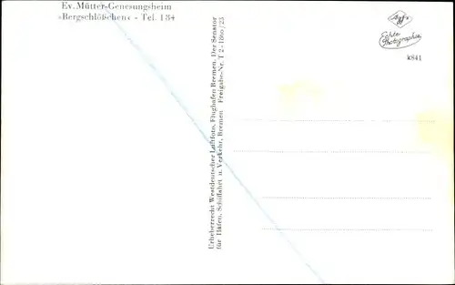 Ak Bad Salzdetfurth in Niedersachsen, Ev. Müttergenesungsheim Bergschlößchen