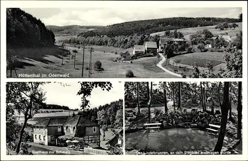 Ak Hüttenthal Mossautal im Odenwald, Gasthof zur Schmelz, Lindelbrunnen