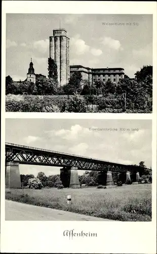 Ak Assenheim Niddatal Wetteraukreis, Weizenmühle, Eisenbahnbrücke