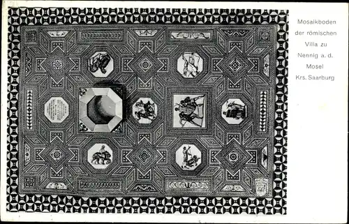 Ak Nennig Perl an der Mosel, Mosaikboden d. römischen Villa