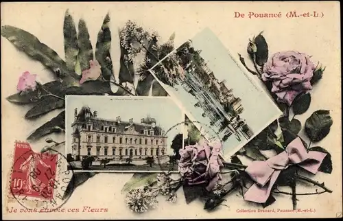 Ak Pouancé Maine et Loire, Le Chateau, Le Vieilles Tours et l'Etang, Rosen